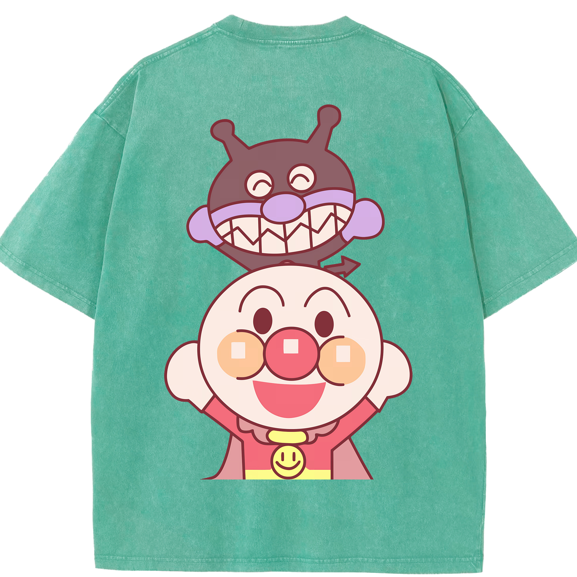 （画像用） アンパンマン Anpanman 綿100% ヴィンテージ風 半袖Tシャツ（背面プリント）
